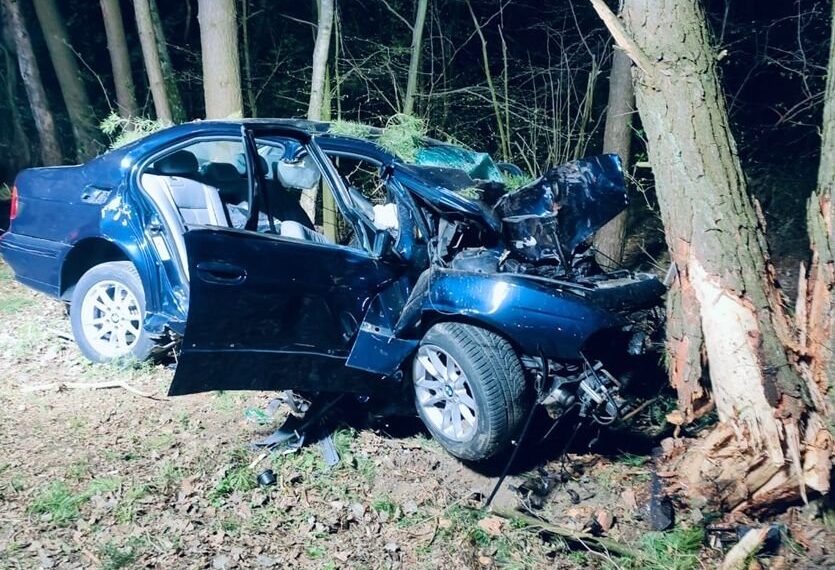 Śmiertelny wypadek w miejscowości Rokitno z udziałem BMW.